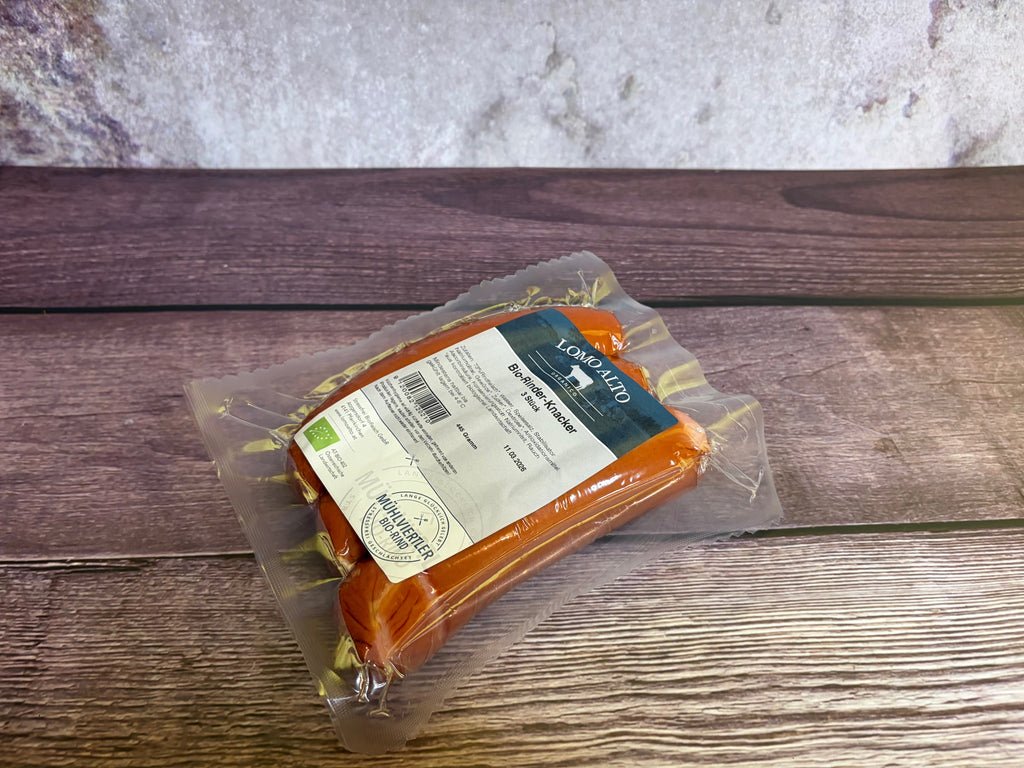 BIO Rinder Knacker GROSSPAKET 28 VPE (je 3 Stk.) a 176g/Stk