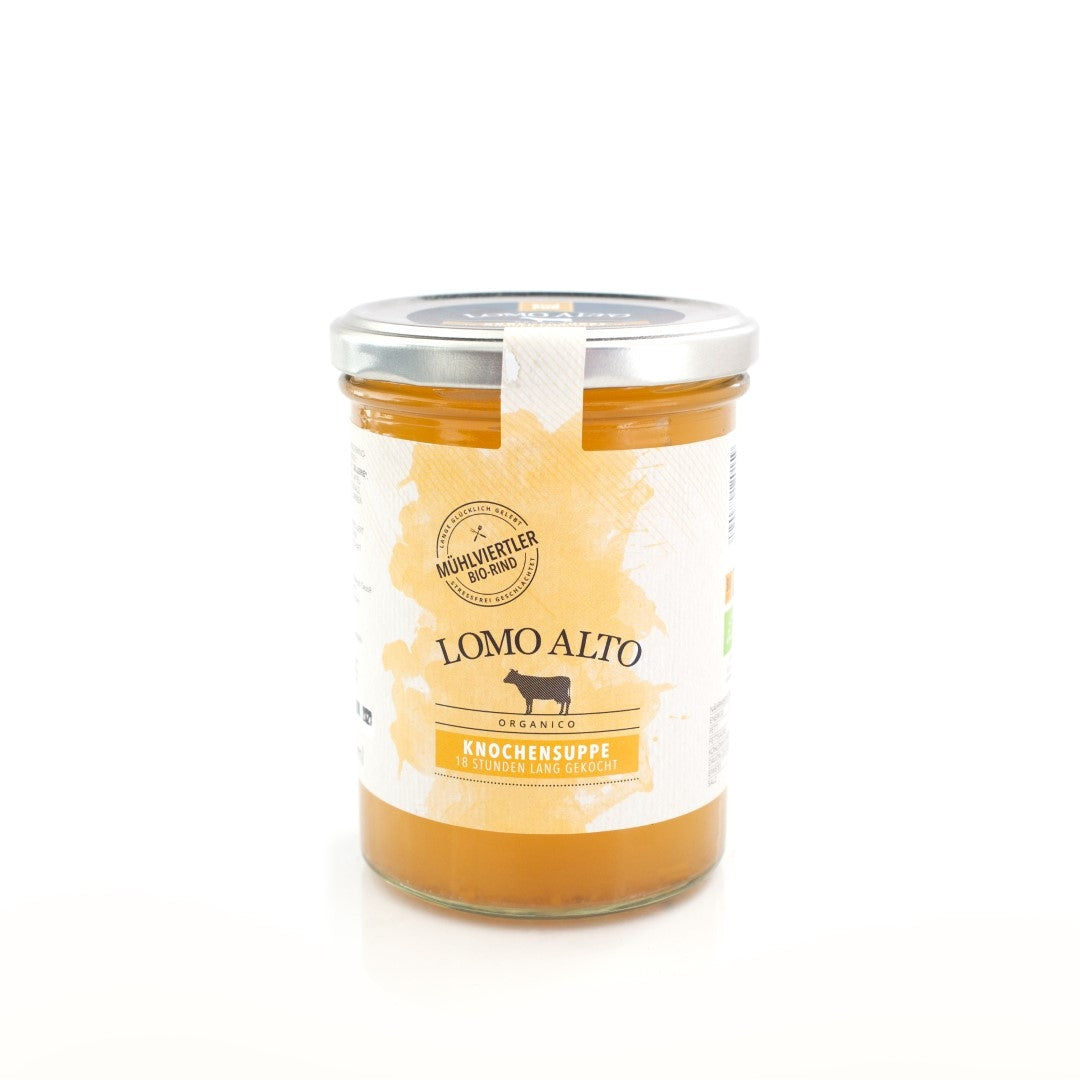 Biologische Knochensuppe nahrungsergänzung lomo alto fertiggericht glas