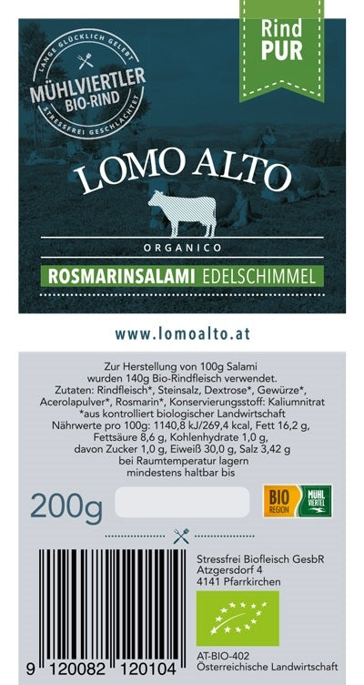 1 VPE (4 Stk.) BIO Rosmarinsalami Edelschimmel 200g/Stk