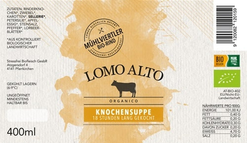 Knochensuppe im Glas 400g biologisch lomo alto